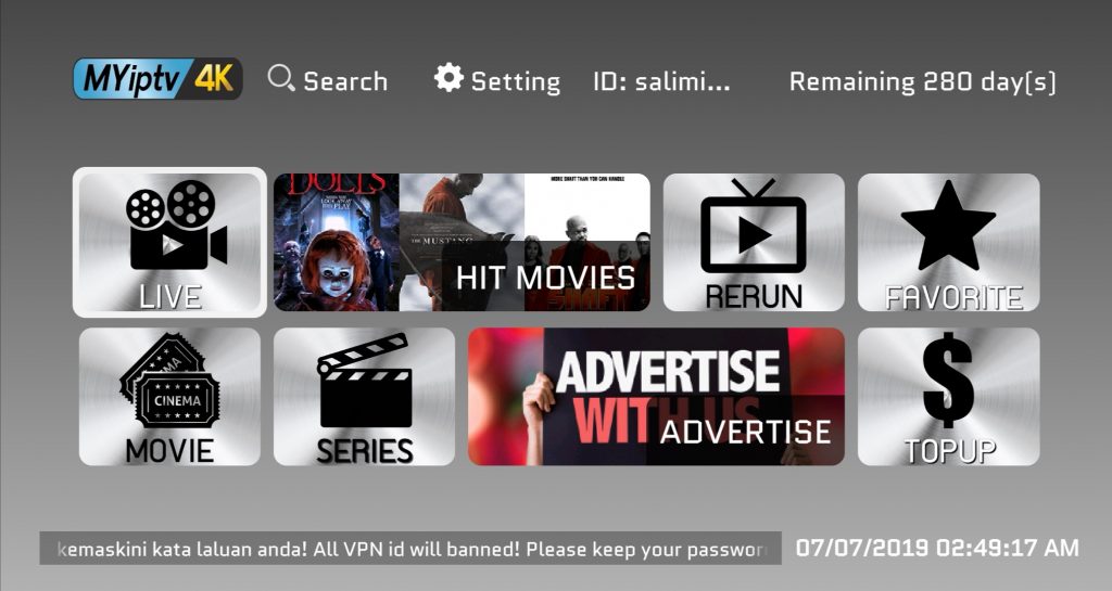 MyIptv APK interface