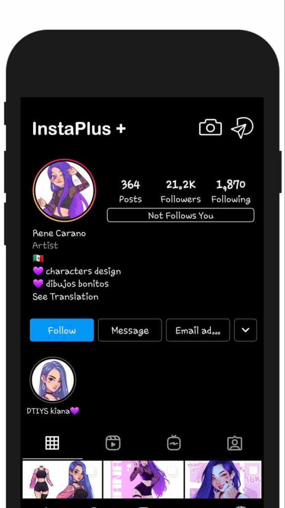 InstaPlus APK profile screenshot