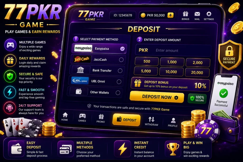 77PKR Game APK Download New Earning App In Pakistan 4 77PKR game deposit and withdraw screenshot